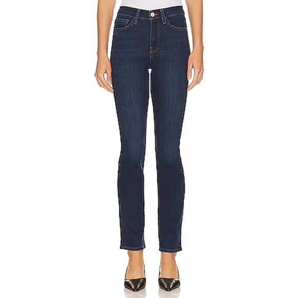 Frame Le High Straight Jeans High Rise Stretch Dark Blue Denim Women's Size 25 - Picture 1 of 12